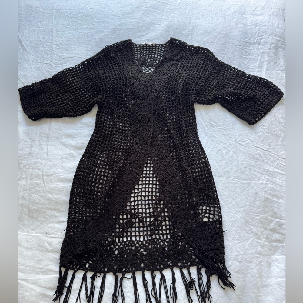 Crochet Black Cardigan, S